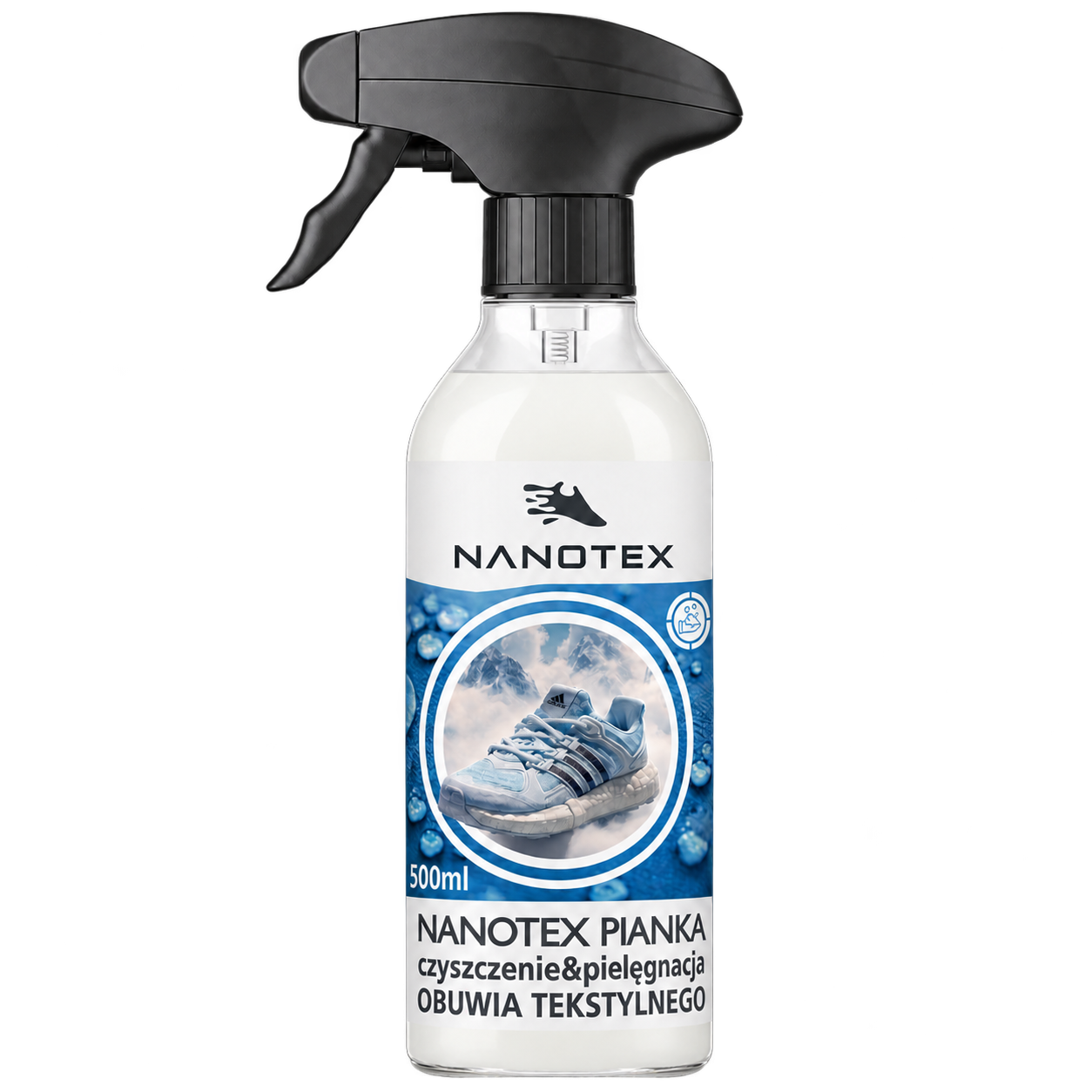 NANOTEX pianka do mycia butów 500 ml — mlecznobiały płyn