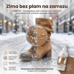 Zamsz zimą — baner ochrony obuwia