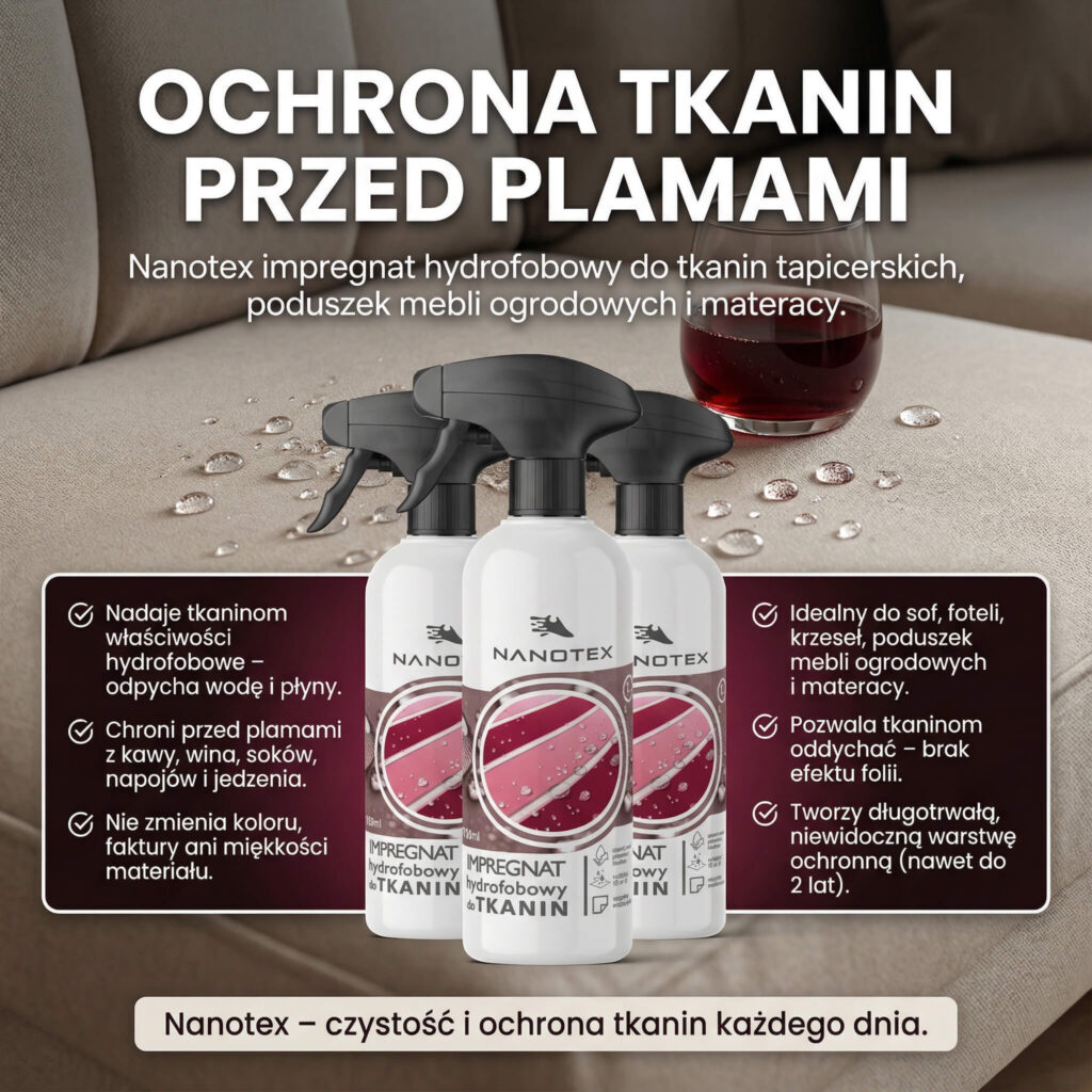 Ochrona tkanin i tapicerki przed plamami — NANOTEX