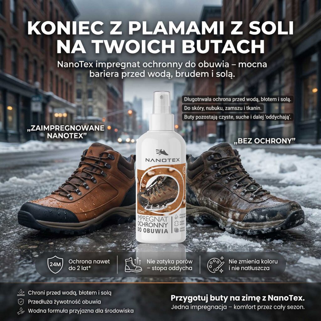 Ochrona obuwia przed wodą, brudem i solą — NANOTEX