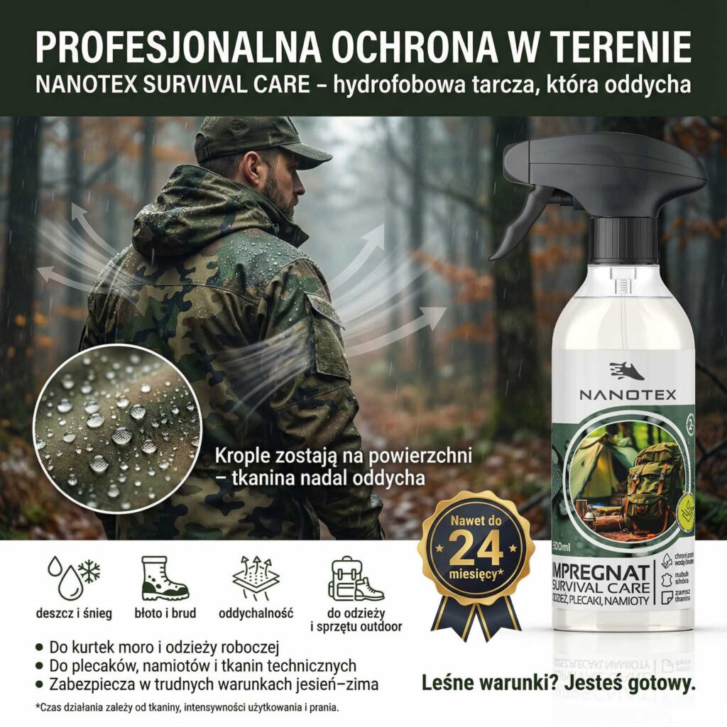 SURVIVAL CARE — ochrona tkanin w terenie — NANOTEX